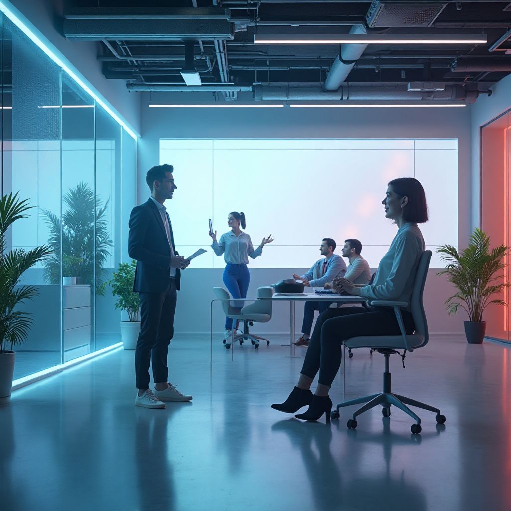 Echipa AncientlyYTR în biroul modern